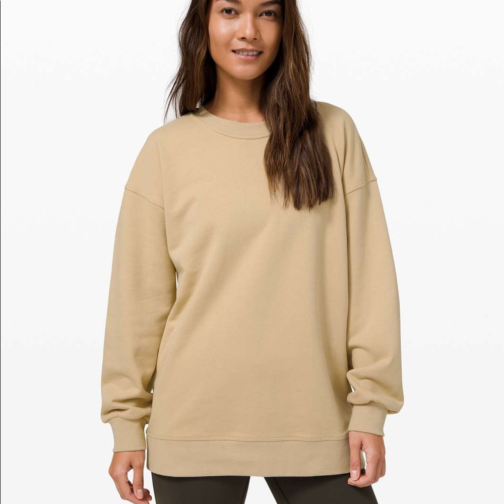 lululemon perfectly oversized crewneck size 8 in tan